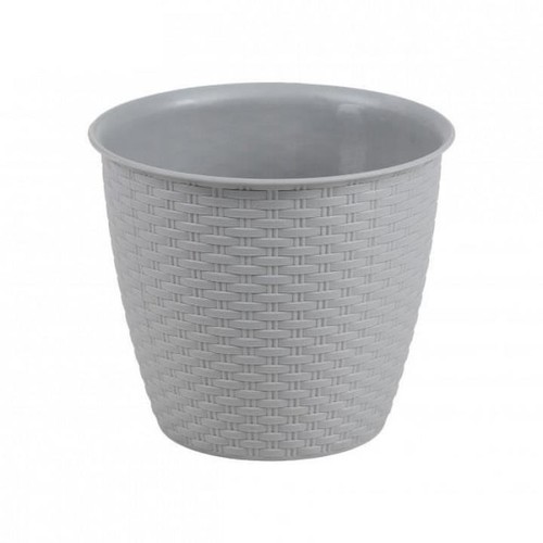 Grey rattan effect planter - grey,