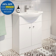 650mm Bathroom Vanity Unit Basin Sink Floor Standing Storage Cupboard White