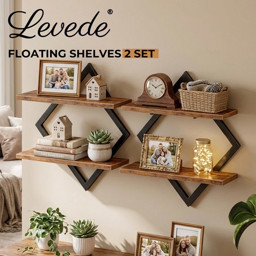 Levede rustic floating shelves - rustic,