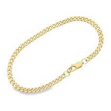 9ct Yellow Gold Closed Curb Bracelet - 7" - 5.3g