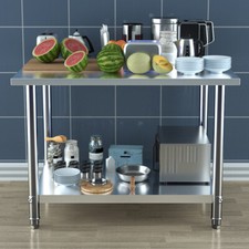 4FT Commercial Kitchen Workbench Stainless Steel 304 Worktop Catering Prep Table