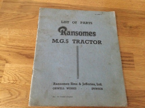 Ransomes mg5 parts manual - mg5,