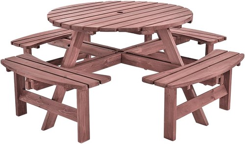 Seater round wooden - wooden, picnic
