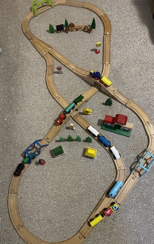 Wooden train set with track - set,