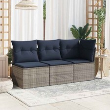WALPLUS Garden Corner Sofa with Cushions Grey Poly Rattan Outdoor Seat