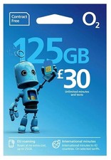 OFFICIAL SEALED O2 02 PAY AS YOU GO STANDARD  MICRO NANO SIM CARD 125GB Data