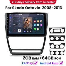 2+64GB Carplay Android 14 Car Radio For Skoda Octavia 2008-2013 GPS Sat Nav DAB+