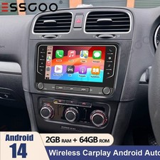 64G For VW GOLF MK5 MK6 Fit Apple Carplay Car Stereo Radio Android 14 USB+CAMERA