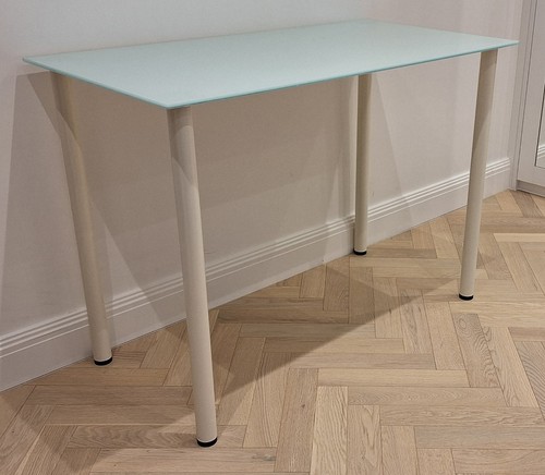 Glass desk with metal legs