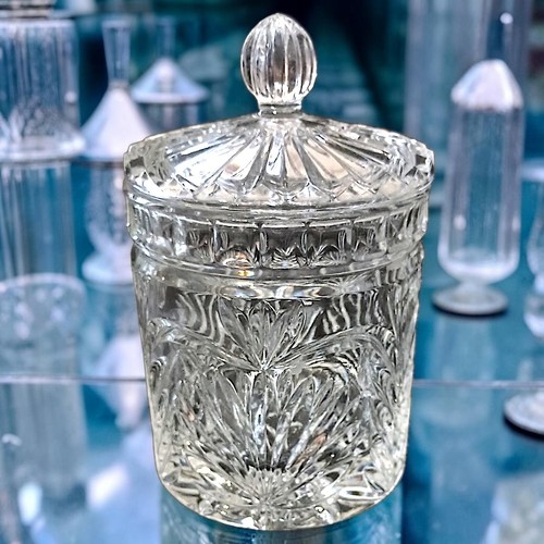 Vintage crystal biscuit jar - biscuit,