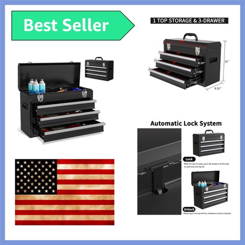 Portable metal tool box - portable, 3