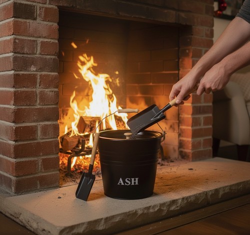 12l metal ash bucket - with, lid