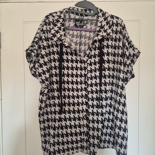 Hellbunny dogtooth pint blouse - hellbunny,