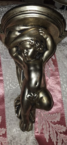 Plaster cherub shelf antiqu - plaster,