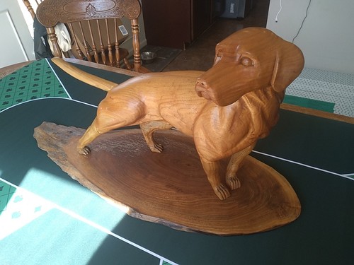 Folk art wooden dog sculpture - art,
