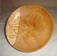 Brown Oak  Spalted Beech bowl with Yew and veneer detail  6 ¾” dia. by 1 ½” deep