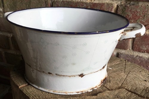 Antique french enamel colander - antique,