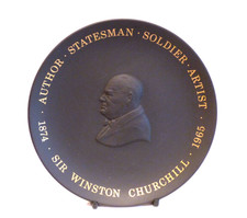 Rare Wedgwood Sir Winston Churchill Black Basalt Centenary Plate 1974
