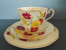 VINTAGE SALISBURY "ASTER" FINE BONE CHINA TEA SET TRIO HAND PAINTED