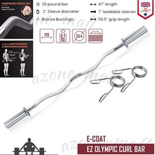 4ft Arm Curl Weight Lifting Bar With Spring Collars Home Gym 2" Barbell/Biceps