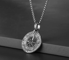 Mens Retro Compass Necklace
