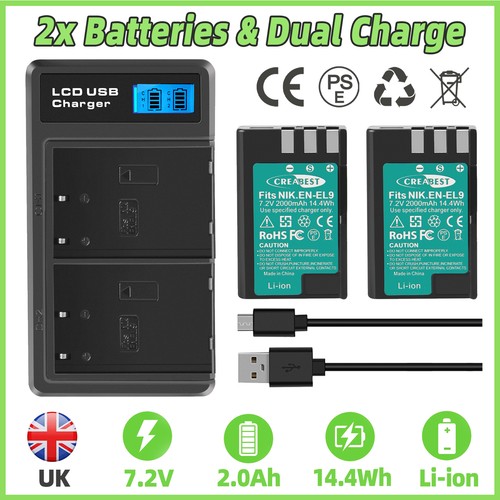 2pcs 2ah el9 camera battery - 2ah,
