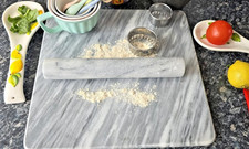 HEAVY 38cm x 38cm Marble Pastry & Cutting Board with Marble Rolling Pin – 9kg