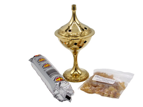 Decorated brass incense - decorated, burner