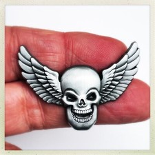Biker Pin Winged Skull Badge Wings Military Motorcycle Leather Jacket NEW