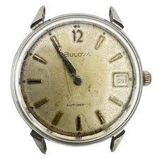 Vintage 33mm Bulova Date 17 Jewel Men's Automatic Wristwatch 11AOACD S. Steel