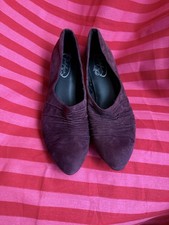 Ladies M&S Shoes Suede Purple Heel Size 6.5