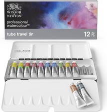 Winsor & Newton Professional Watercolor ~ Travel Tin ~ 12 x 5ml Tubes ~ NEW ~