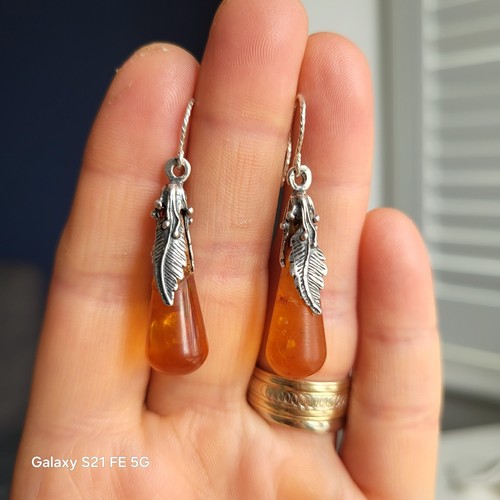 Sterling silver real amber - silver,