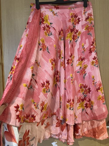 Long pink silk - pink, skirt