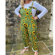 ❗❗❗ SALE ❗❗❗ Organic Cotton  Green Sunflower 🌻🌻🌻 Dungarees 🌻🌻🌻