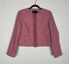 Paul Costelloe Dressage Women’s Pink Ruffle Cotton Blend Jacket UK 18 Pockets