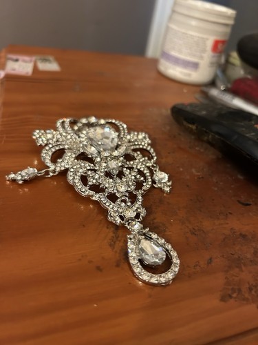 Large white metal - white, crystal