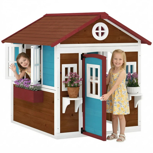 Wooden playhouse with doors - playhouse,