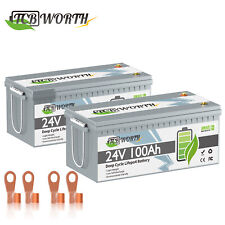 2X Batteria litio 24V 100Ah LiFePO4 solare camper barca batteria BMS 10000+cicli