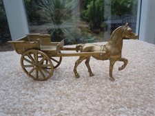 Vintage Brass Beautiful Horse And Trap 15cm x 5cm