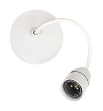 Ceiling Rose White Pendant Set with 6" Flex & 3" Base Lamp Holder Light 