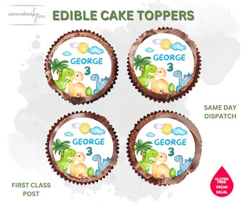 Edible dino cupcake toppers - dino,
