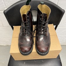 Solovair Men’s Six Eyelet Brogue Combat Ankle Boots Size 8 Burgundy 