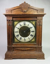Antique 2 Train Wooden Hamburg American Clock Co.HAC German Mantle Bracket Clock