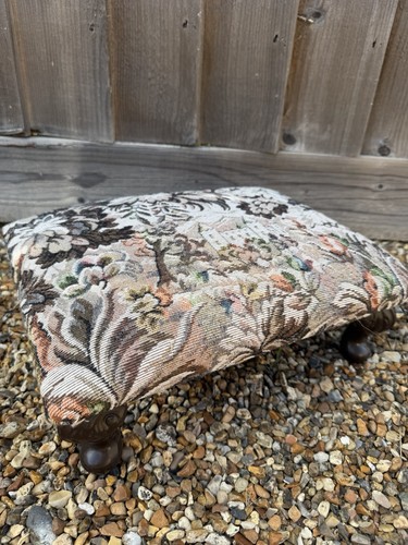 Vintage tapestry footstool low - vintage,