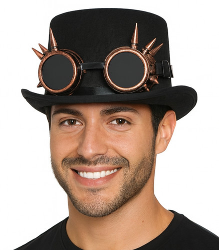 Steampunk top hat - steampunk, goggles