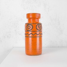Vintage Mid Century Fat Lava Orange Vase West Germany Scheurich #102691