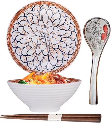 Ceramic ramen bowl set large - ramen, set,large