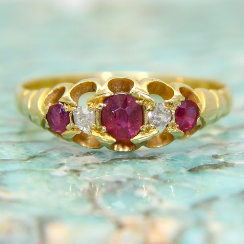 Edwardian ruby diamond 18ct - diamond,