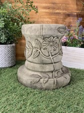 STONE GARDEN FLORAL ROUND SOLID PLINTH COLUMN PEDESTAL ORNAMENT